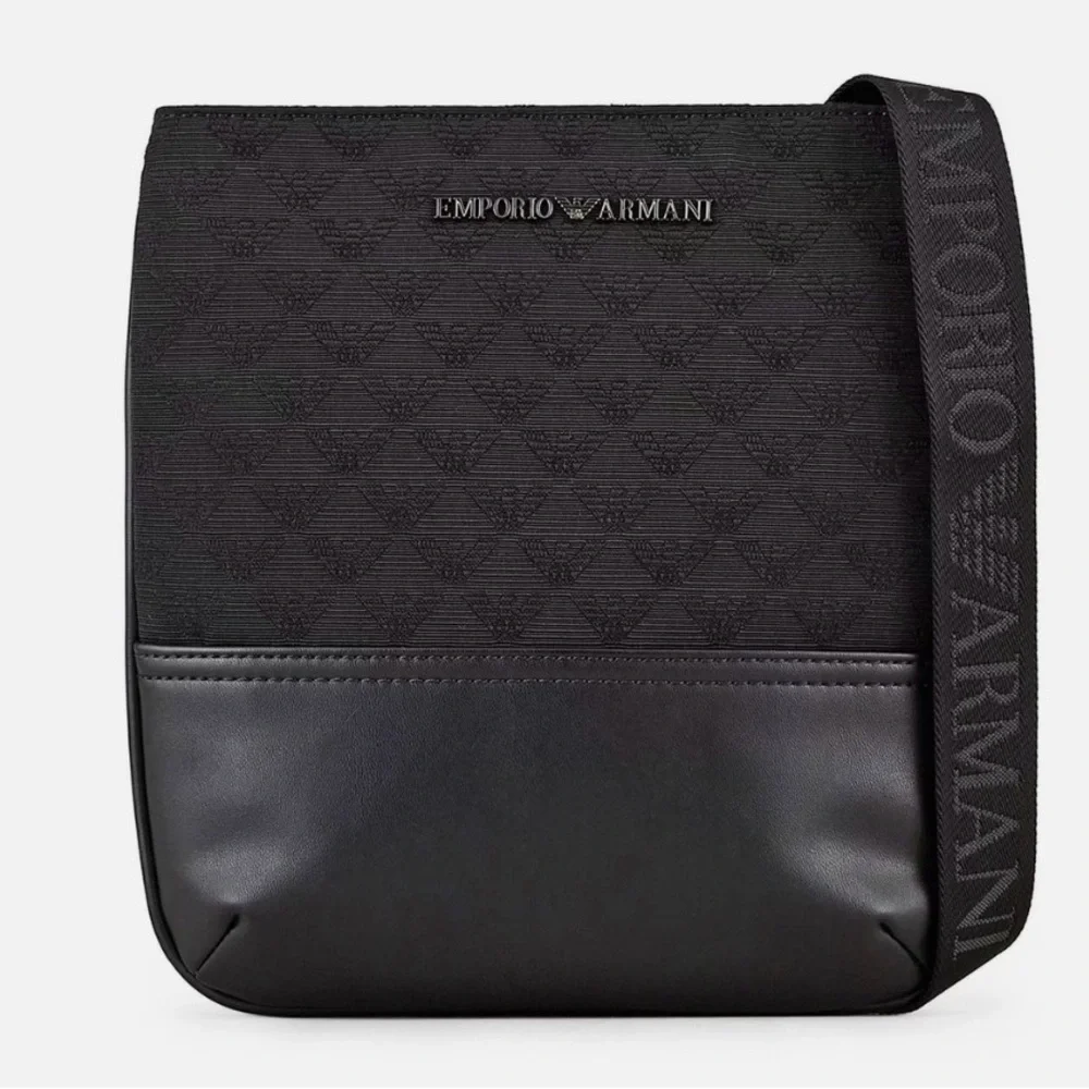 Emporio Armani Y4M234 YO22V Men’s Jacquard Logo Print Cross Body Messenger Bag